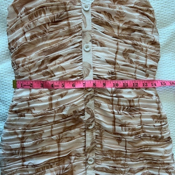 Ted Baker London Rrosiee Palm Tree Ruched Front Sleeveless Ruffle Hem Mini Dress - Picture 10 of 16